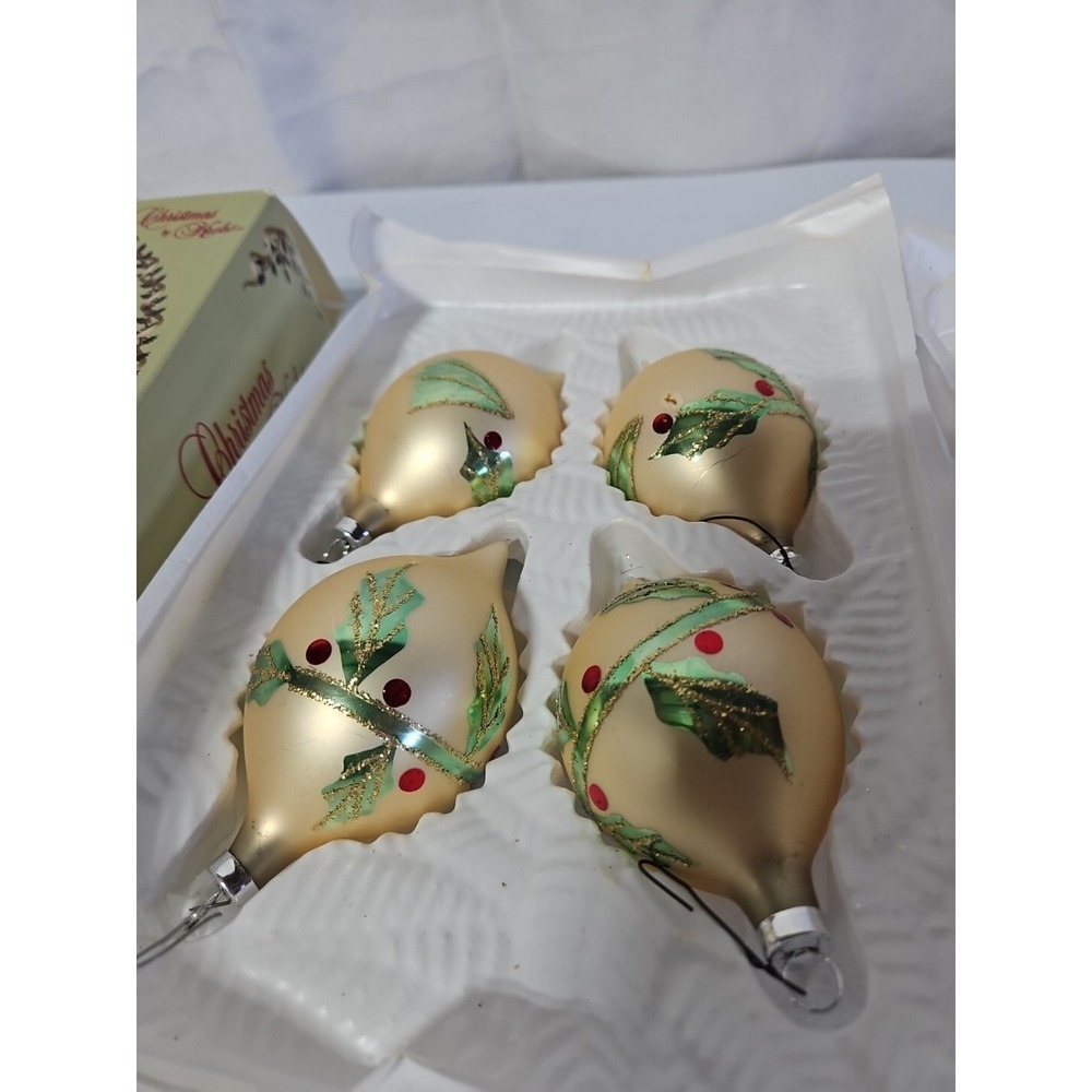vintage christmas ornaments Christmas By Krebs Lot Of 8 Designer Glass With Crwn - Picture 4 of 7